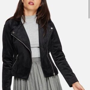 Vero Moda Velvet Biker Jacket in Black